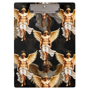 Himmlisches Musterdesign mit goldenen Engeln  Klemmbrett