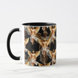 Himmlisches Musterdesign mit goldenen Engeln  Tasse