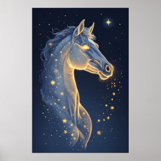 🌌 Himmlisches Pferd des Sternenlicht-Nachthimmels Poster
