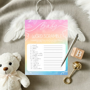 Himmlisches Regenbogen-Baby-Wortverwirrspiel Einladung