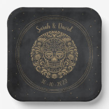 Himmlisches schwarzes Gold-Blumen-Schädel-Gotik-Ha