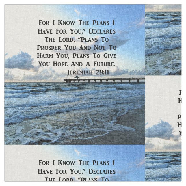 HIMMLISCHES SCRIPTURE-DESIGN JEREMIAH 29:11 STOFF (Nahaufnahme)