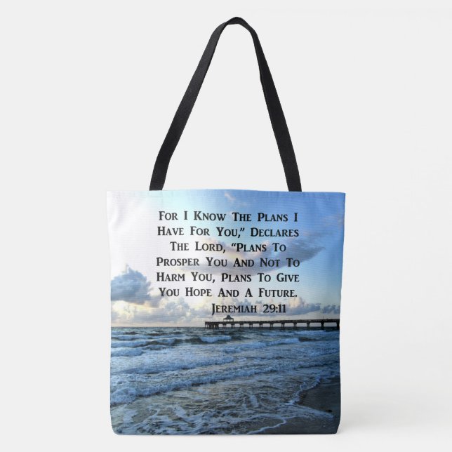 HIMMLISCHES SCRIPTURE-DESIGN JEREMIAH 29:11 TASCHE (Vorderseite)