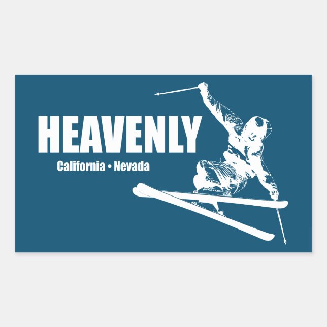 Himmlisches Skigebiet California Nevada Skier Rechteckiger Aufkleber (Vorderseite)
