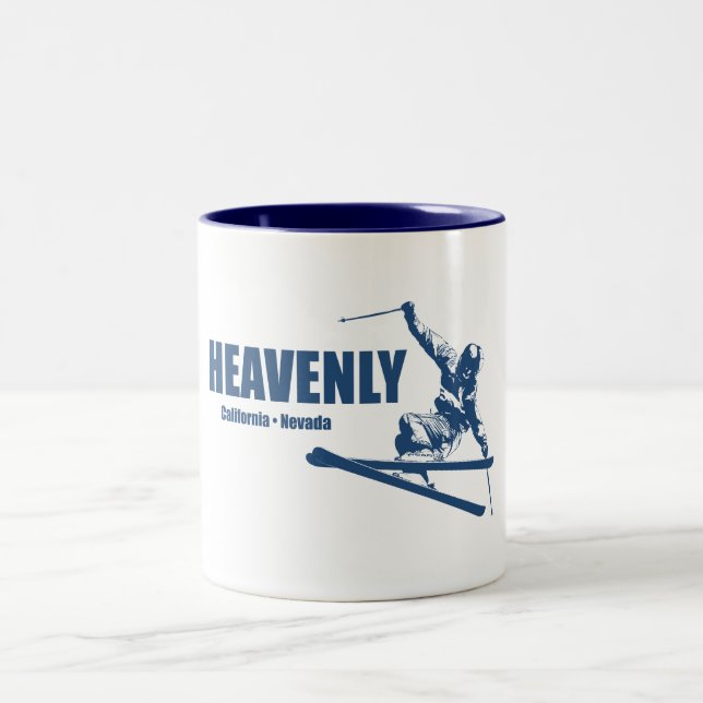 Himmlisches Skigebiet California Nevada Skier Zweifarbige Tasse (Mittel)