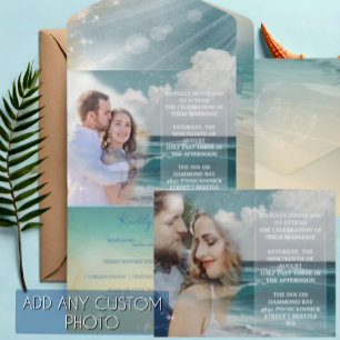 Himmlisches Strandziel Alles in 1 Hochzeitseinladu All In One Einladung