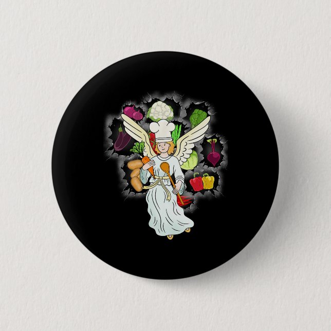 Himmlisches Weihnachtskochen Gemüse Küche Koch Button (Vorderseite)