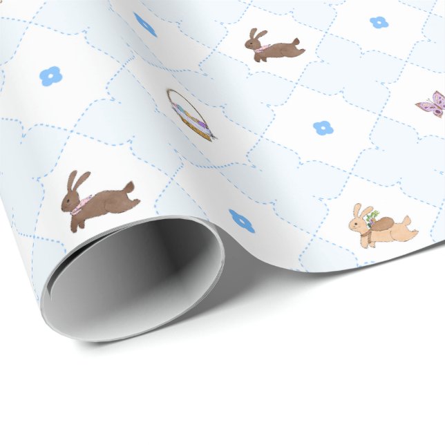 Hin zum Frühling - Blau Geschenkpapier (Rolleneckpunkt)
