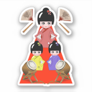 Hinamatsuri, Girls Day japanische Puppe Aufkleber