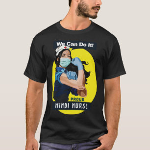 Hindi Proud Frontline Worker Rosie Riveter Nurse D T-Shirt