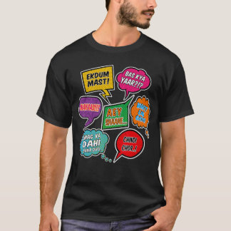 Hindi Slang-Ausdrücke Sprüche Rede Dialog Pop-Art- T-Shirt