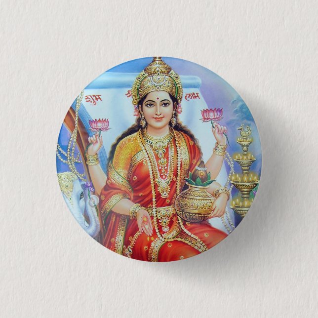 Hindische Göttin Lakshmi Devi Button (Vorderseite)