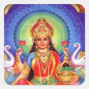 Hindische Göttin Lakshmi Maa Quadratischer Aufkleber