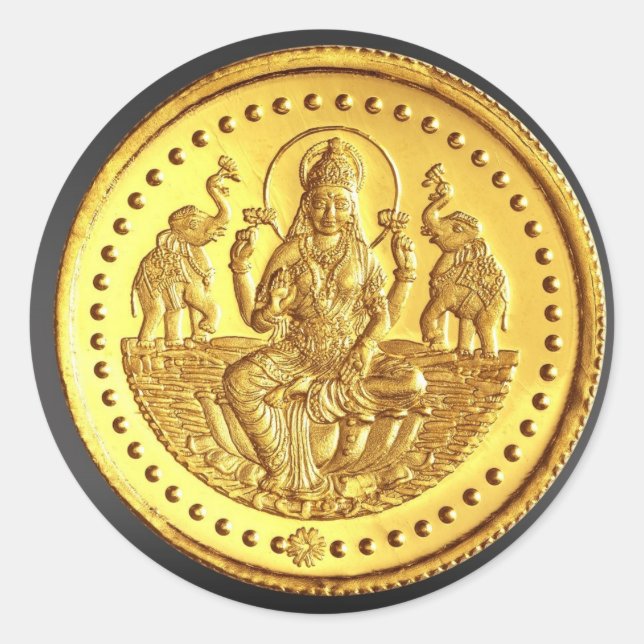 HINDISCHE GÖTTIN LAKSHMI RUNDER AUFKLEBER (Vorderseite)