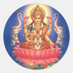 Hindische Göttin Laxmi Devi Mata Runder Aufkleber