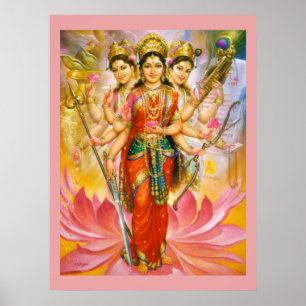 Hindischer drei Göttin-großer Leinwand-Druck Poster