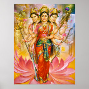 Hindischer drei Göttin-großer Leinwand-Druck Poster