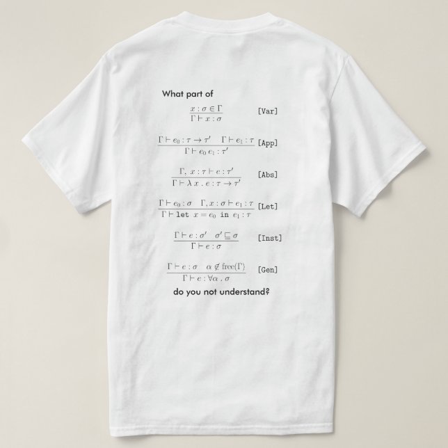 Hindley-Milner-Typenreferenz T-Shirt (Design Rückseite)
