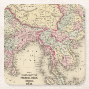 Hindoostan, weiteres Indien, China, Tibet 2 Rechteckiger Pappuntersetzer