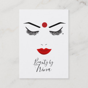 Hindu Dot Beauty Gesicht Wimpern & Rote Lippen Mak Visitenkarte
