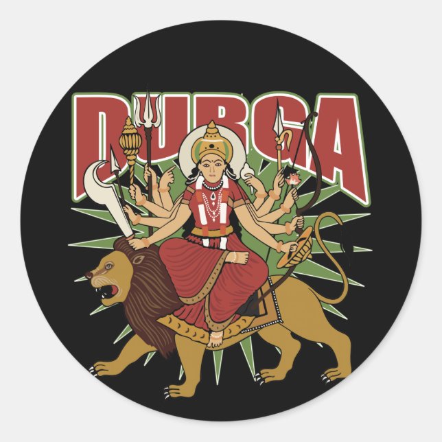 Hindu Durga Runder Aufkleber (Vorderseite)