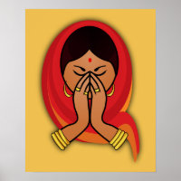 Hindu Frau mit Kopf Scarf Gruß in Namaste
