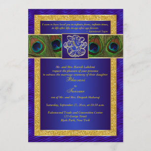 Hindu Ganesh Bleu, Mariage Peacock Or Invitation