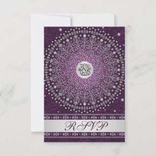 Hindu Ganesh Lila, Silver Scrolls Wedding RSVP Einladung