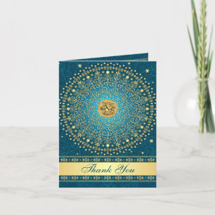 Hindu Ganesh Turquoise Gold Scroll Stars Carte de 