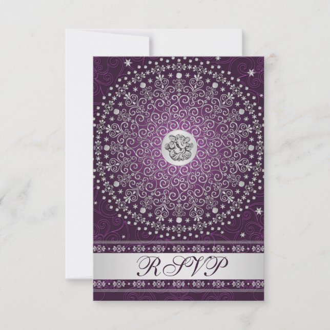 Hindu Ganesh Violet, Cartes de Réponse de Mariage  (Devant)