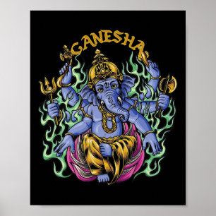 Hindu Ganesha Gott Elefant spirituell Yoga Meditat Poster