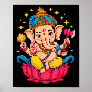 Hindu Ganesha Puja Elefantengott Indien Meditation Poster