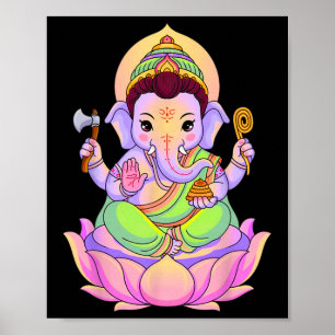 Hindu Ganesha Puja Elefantengott Indien Meditation Poster