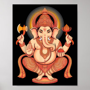 Hindu Ganesha Puja Elefantengott Indien Meditation Poster