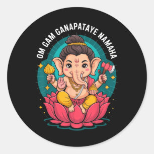 Hindu Ganesha Puja Elefantengott Indien Meditation Runder Aufkleber
