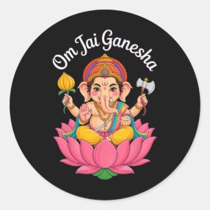 Hindu Ganesha Puja Elefantengott Indien Meditation Runder Aufkleber