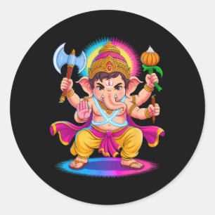 Hindu Ganesha Puja Elefantengott Indien Meditation Runder Aufkleber