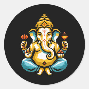 Hindu Ganesha Puja Elefantengott Indien Meditation Runder Aufkleber