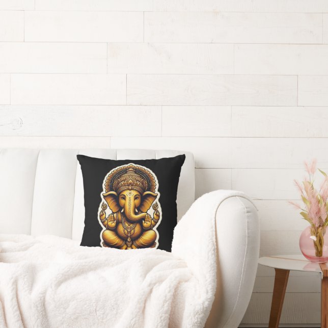 Hindu God Ganesh / Ganesha Pillow mit Om Design Kissen (Liege)