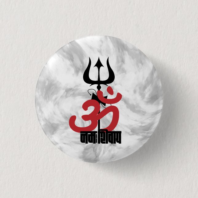 Hindu God Shiva Om Namah Shivay mit Trident OM Button (Vorderseite)