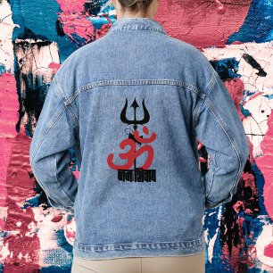 Hindu God Shiva Om Namah Shivay mit Trident OM Jeansjacke