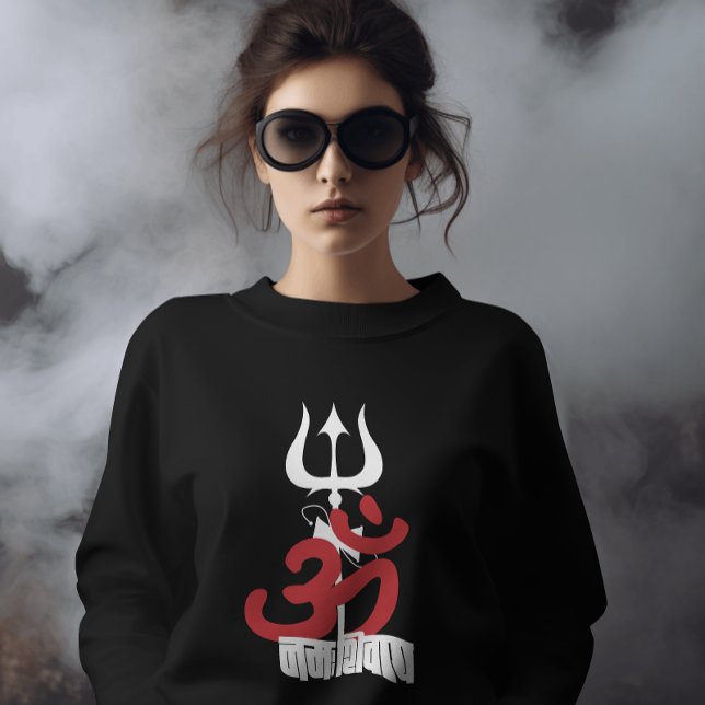 Hindu God Shiva Om Namah Shivay mit Trident OM Sweatshirt (Von Creator hochgeladen)