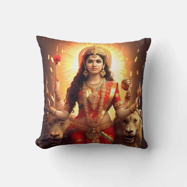 Hindu Goddess Durga Beautiful Throw Kissen (Vorderseite)