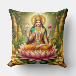 Hindu Goddess Lakshmi / Laxmi Pillow w/Om design Kissen
