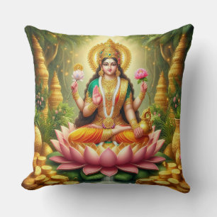 Hindu Goddess Lakshmi / Laxmi Pillow w/Om design Kissen