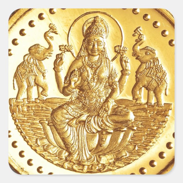 HINDU GODDESS LAKSHMI QUADRATISCHER AUFKLEBER (Vorderseite)