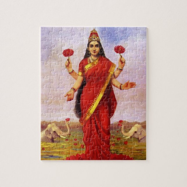 Hindu Goddess Lakshmi von Raja Ravi Varma (Vertikal)