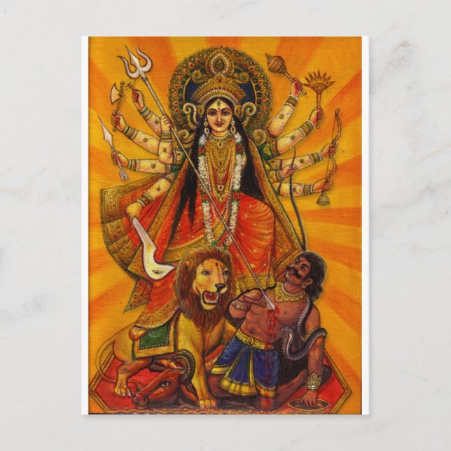 HINDU GODESS DURGA SIEG ÜBER EVIL POSTKARTE (Vorderseite)