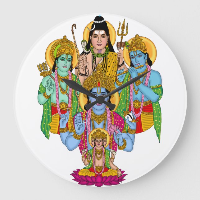 Hindu Gods Clock Große Wanduhr (Vorderseite)