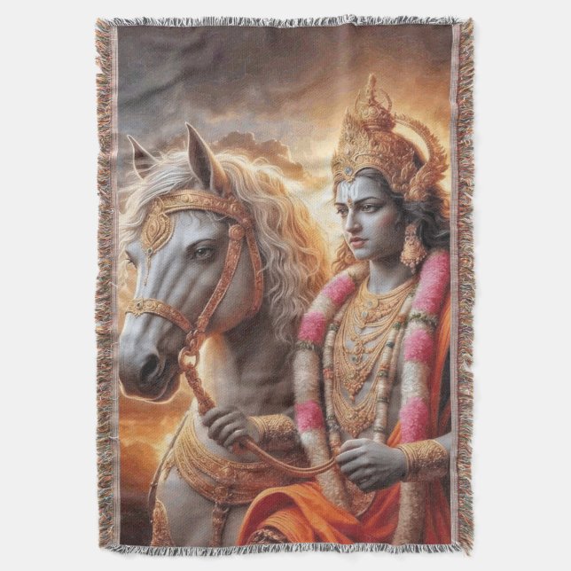Hindu Gott mit Pferd - Blanket Decke (Vorderseite Vertikal)